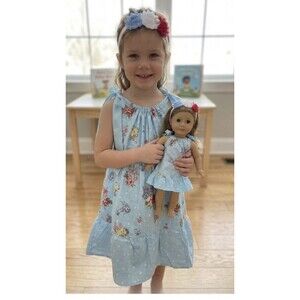Girl's Pillowcase Dress With Matching 18" Doll Dress and Head Bands Size 6 New